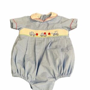 Edgehill collections 3 months smocked boys apple and truck bubble